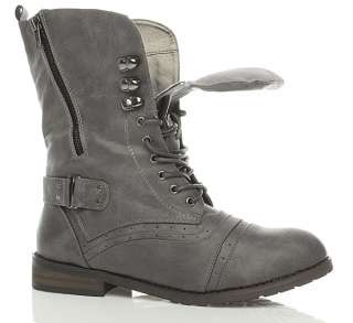 WOMENS MILITARY BROGUE COMBAT ARMY LACE UP BOOTS SIZE  