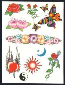 12   different Temporary Tattoo   Large size sheet NEW!  