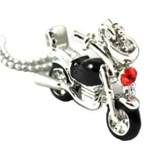 Super Cute 3d Black Motorcycle Charm Necklace on Silver 