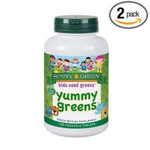 Sunny Green Yummy Greens Sour Apple, Chewable Tablets, 120 Count (Pack 