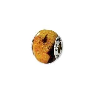 Gold & Black Speckled, Italian Murano Glass Charm for Reflections 