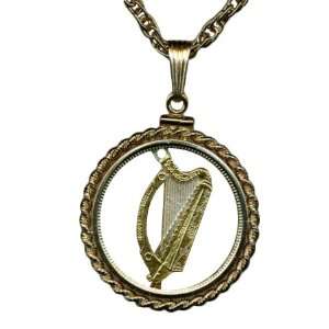  Cut Coin Necklace Pendant Womens Mens Jewelry   Irish ½ Penny 