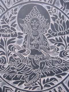 HAND CARVED BUDDHIST STONE PLAQUE HANGING GREEN TARA  