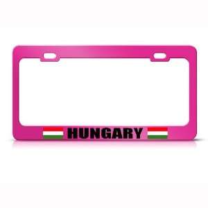  Hungary Hungarian Flag Pink Country Metal license plate 