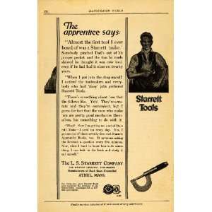  1919 Ad L. S. Starrett Toolmakers Clamp Apprentice Boy 