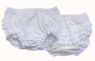 ADORABLE white rhumba diaper cover/bloomers for your baby girl.