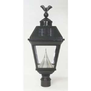   Solar Post Lantern Head with Eagle Finial in Black Pole: Without Pole