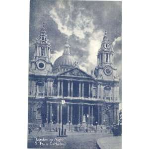   Vintage Postcard St. Pauls Cathedral at Night   London England UK