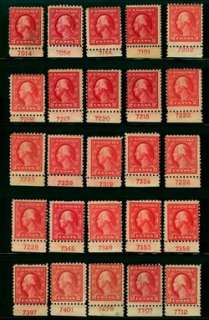 1914 Sc 425 MNH plate no. singles CV $18 U PIK the one you want  