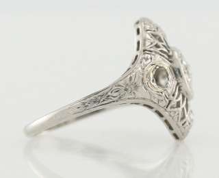 Estate Platinum .30ct Old Cut Diamond Filigree Cocktail Ring Size 5.5 