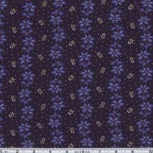   Floral Stripe Navy Fabric By The Yard: Arts, Crafts & Sewing