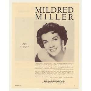  1960 Mezzo Soprano Mildred Miller Photo Booking Print Ad 