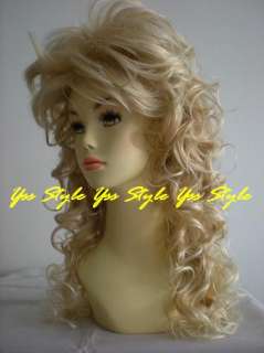 Ladies Long Curly Blonde Mix Salon Wigs Kanekalon C40  