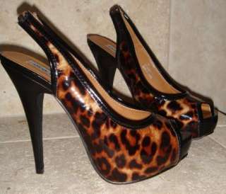 Womens Sz 6 7 8 STEVE MADDEN P Darin Peep Toe Leopard Slingback 