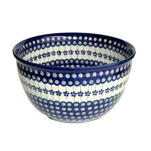   : Polish Pottery Flowering Peacock Large Mixing Bowl: Home & Kitchen