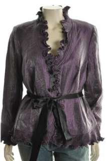 Niteline NEW Plus Size Jacket Top Purple BHFO Ruffled Shirt 22W  