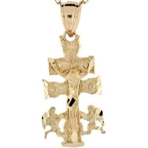 14k Gold 2.6cm Caravaca Jesus Angel Crucifix Religious 