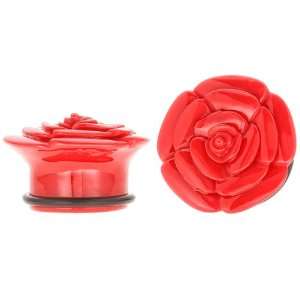   ) Single Flared Cardinal Red Rose Acrylic Plugs: FreshTrends: Jewelry
