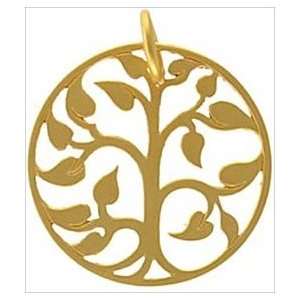  Round Tree of Life Open Cut Design Pendant in Gold Vermeil 