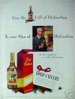 1949 Lord Calvert Whiskey Bottle Christmas Box Art AD  