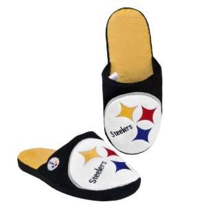  PITTSBURGH STEELERS OFFICIAL LOGO PLUSH SLIPPERS SIZE L 