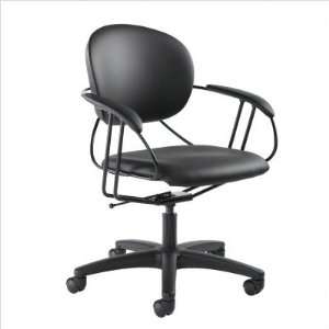   Chair Glides/Casters: Hard Floor Casters, Leather Color: Black: Office