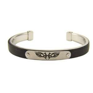   isjewels   Mens Stainless Steel Tribal Bangle and Rubber   Lenght 7