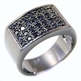 MENS 14K BLACK IP GOLD PLATED MICRO PAVE SIMULATED DIAMOND PINKY RING 