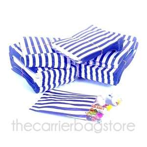 Candy Stripe Paper Bag, Blue and White, 100 PK  