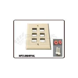  6 Port Wall Plate, 2.3/4(W) x 4.1/2 (H)  Almond