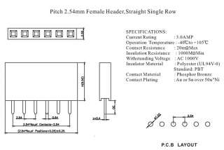 10 PCS Single Row Female 40 Pin Header Strip, 2.54mm  