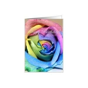 Rainbow Rose Birthday Card