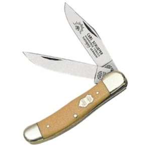   GXY Carbon Steel Copperhead Pocket Knife with Yellow Celluloid Handles