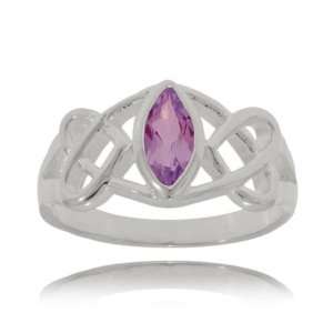 Celtic Heart Ring   Sterling Silver   Marquise Amethyst