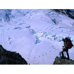 com Mountain Climber and Mt. Rainier from Emmons Glacier, Mt. Rainier 