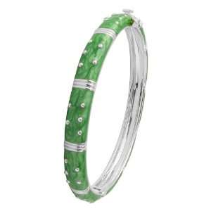  Silver Tone Green Enamel Bangle Puresplash Jewelry