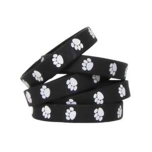   Created Resources Black with White Paw Print  Wristbands (6570