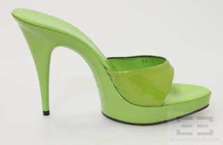   Neon Green Patent Leather Platform High Slide Heels Size 39  