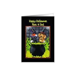  Halloween Dad   Dachshund Dog Witch Cat Bubbles Card 