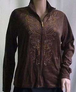 NWT Onque Casuals All That Glam Brown Velour Jacket S  