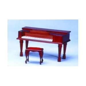   Dollhouse Miniature Mahogany Spinet Piano with Bench: Everything Else