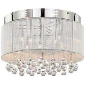  Silver Thread Drum Shade with Crystal Ceiling Light: Home 