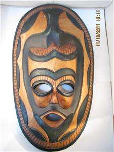 Wooden Black and Brown African Hand Carved Mask  