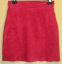 Cedars vtg Red leather skirt lined 8 S 27 waist x 18 long 35 hips 
