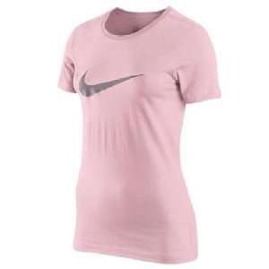  Womens Nike Club Soft Pink Swoosh Crew Shirt Sports 