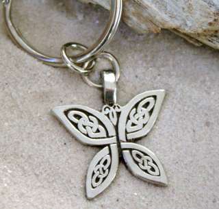 CELTIC KNOT BUTTERFLY SILVER Pewter KEYCHAIN Key Ring  