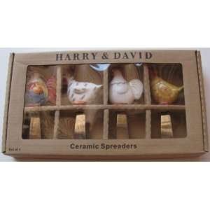   Harry and David Ceramic Spreaders Set of 4   Chickens 