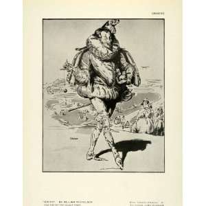 1917 Print William Nicholson Ar Chicot Jester Costume Ruff Collar 
