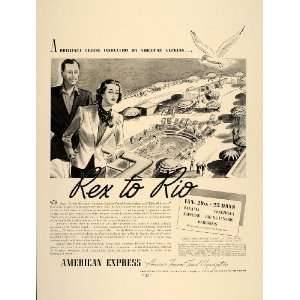  1937 Ad American Express Travel Service Rex Liner Ship 