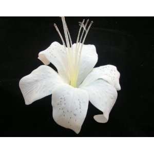  NEW Elegant White Velvet Lily Hair Flower Clip, Limited 